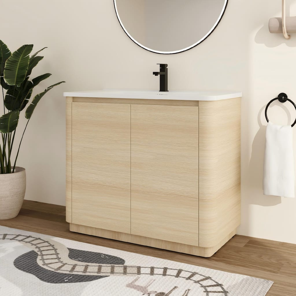 Malwee 36"/40" FreeStanding Bathroom Vanity with Sink, Floor Stand Bathroom Vanity with Soft Close Door and Adjustable Shelf