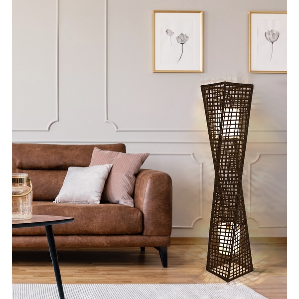 Phuket 51 2 light Handcrafted Rattan Floor Lamp dark Brown 51 On Sale Bed Bath Beyond 35737613