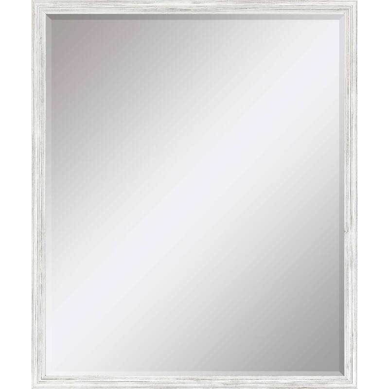 HomeRoots 31" White Wood Accent Mirror - 25.00 in. x 31.00 in. x 1.00 in.