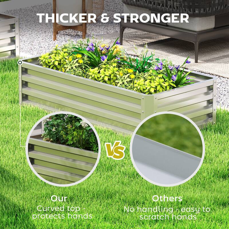 Outsunny Galvanized Raised Garden Bed, 4' x 2' x 1' Metal Planter Box, for Growing Vegetables, Flowers, Herbs, Succulents