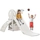 preview thumbnail 27 of 25, 4 in 1 Toddler Climber and Slide Set, Kids Playground Climber Freestanding Slide Playset with Basketball Hoop Play Combination