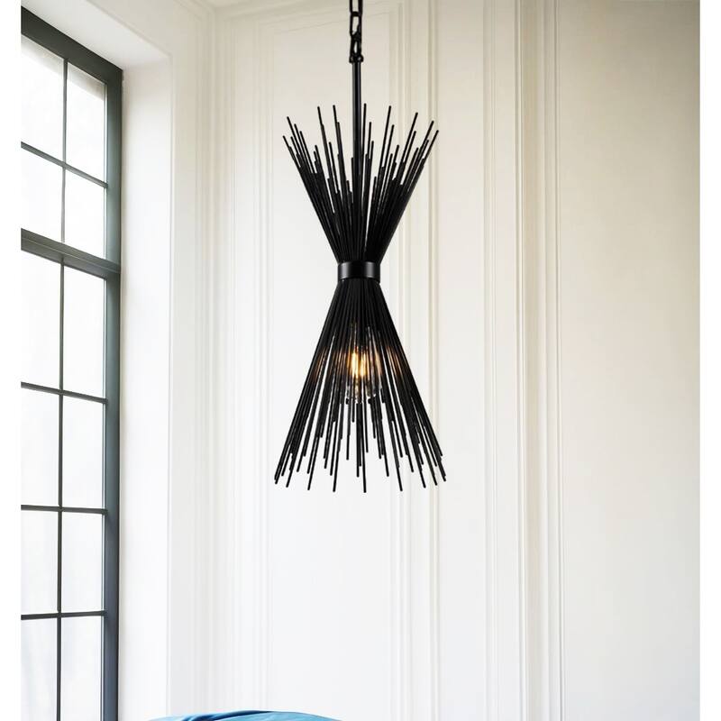 1 Light Sleek Metal Radiating Quills Pendant Lamp Spike Small Chandelier