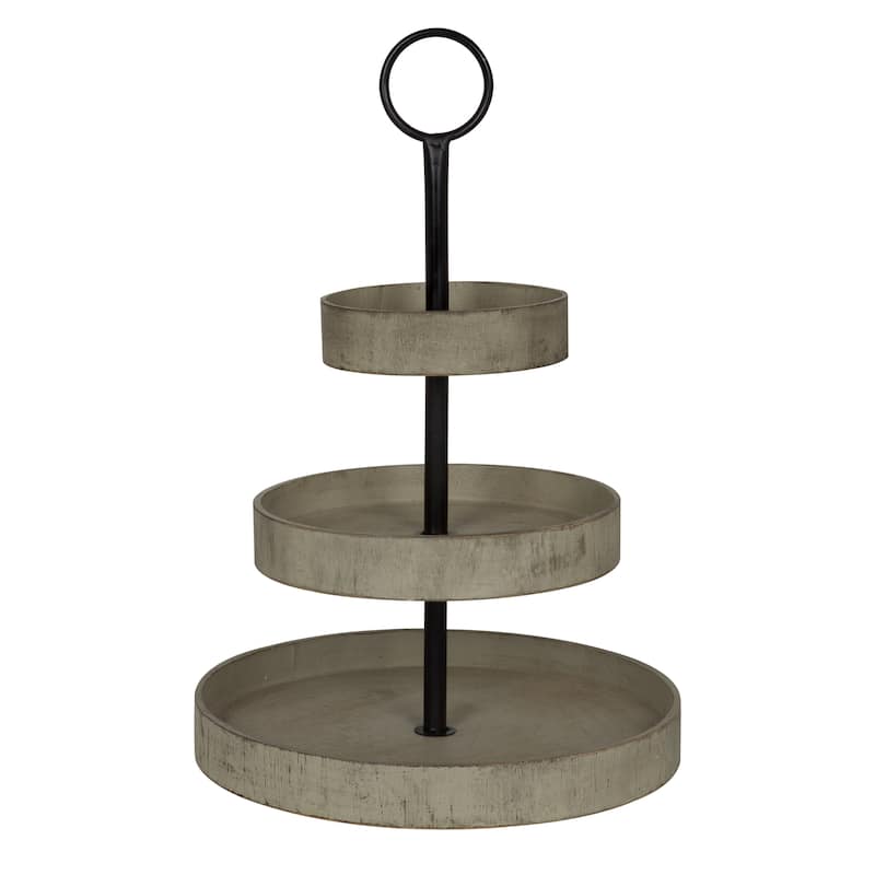 Kate and Laurel Woodmont 3 Tiered Wood Tray - 3 Tier - Grey