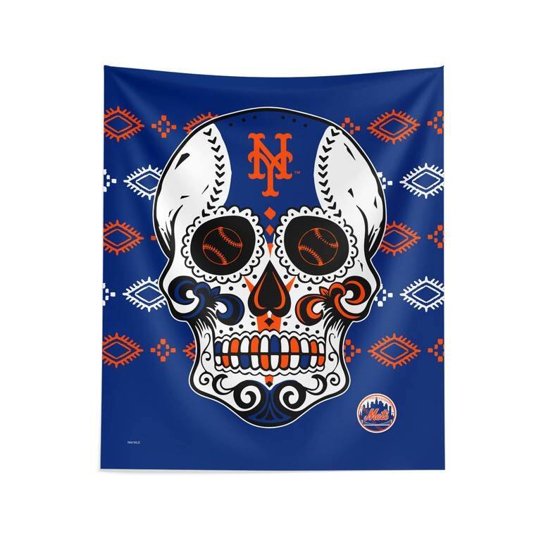 MLB Candy Skull Printed Wall Hanging - 34" x 40" - New York Mets