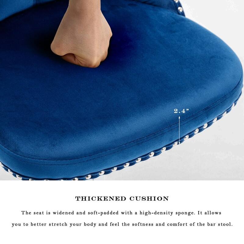 Velvet Upholstered Nailheads Tufted Swivel Bar Stools (Set of 6)
