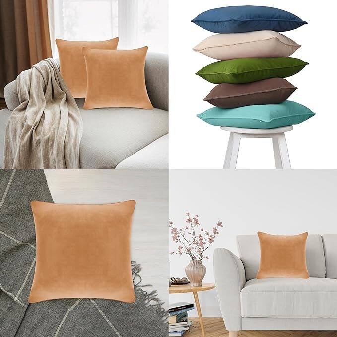 A1HC Pack of 2 Velvet Throw Pillow Insert, Hypoallergenic Down Alternative Fill