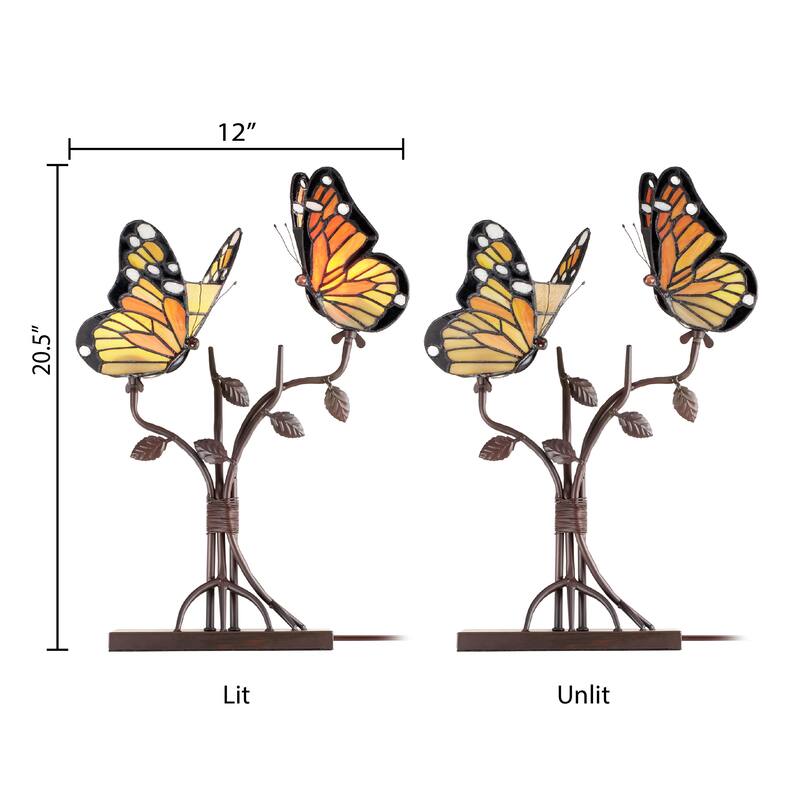 River of Goods Lydia 20.5-Inch Stained Glass Butterfly Table Lamp - 12" x 6.5" x 20.5"