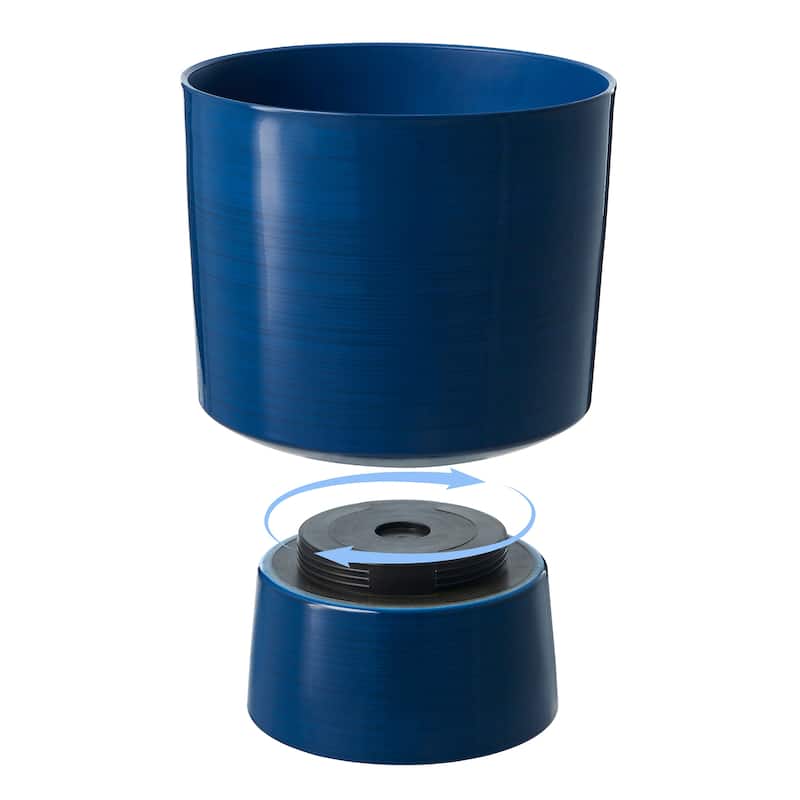 Glitzhome 16.75"H Set of 2 Cobalt Blue Faux Ceramic Urn Plastic Planter with Screw in Base