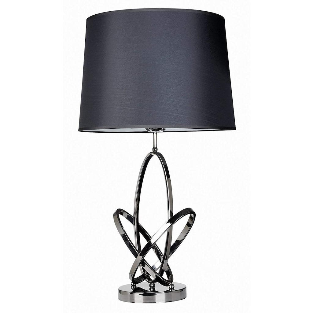 27.25 in. Chrome Finish Table Lamp with Black Shade, Sturdy Table Lamp for Living Rooms and Bedrooms