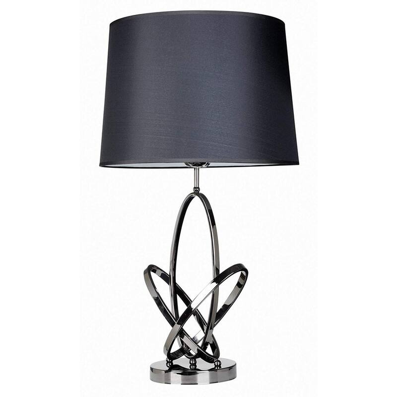 27.25 in. Chrome Finish Table Lamp with Black Shade, Sturdy Table Lamp for Living Rooms and Bedrooms