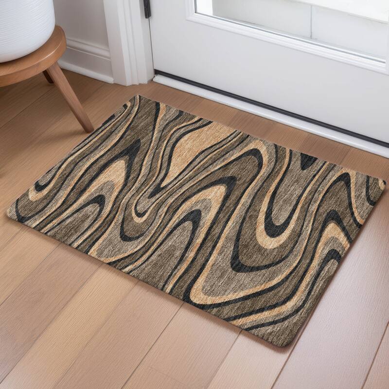 Machine Washable Indoor/ Outdoor Abstract Busey Chantille Rug