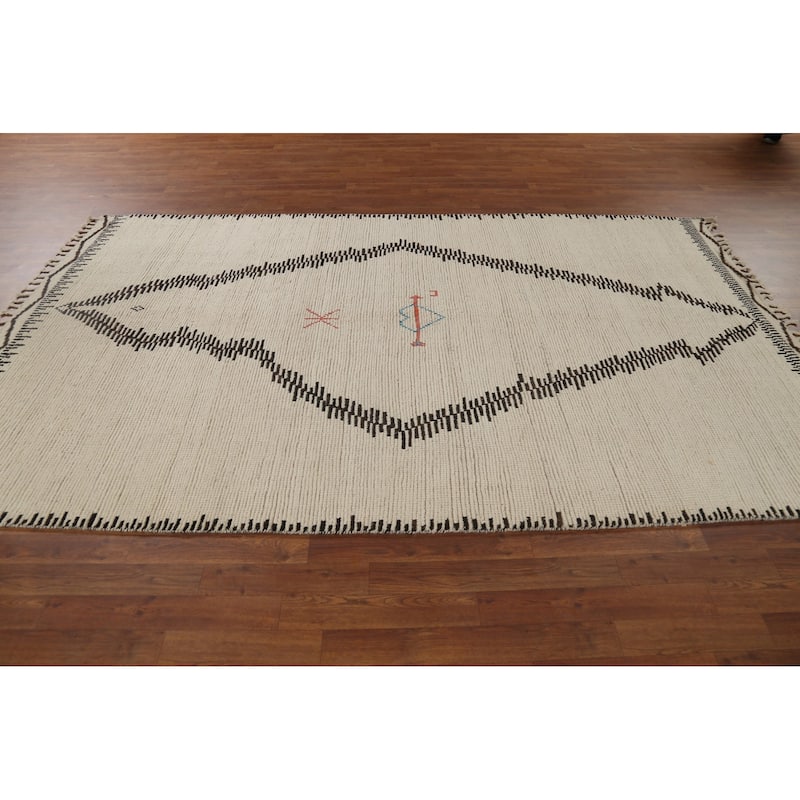 Moroccan Oriental Area Rug Hand-Knotted Wool Carpet - 6'0"x 9'9"