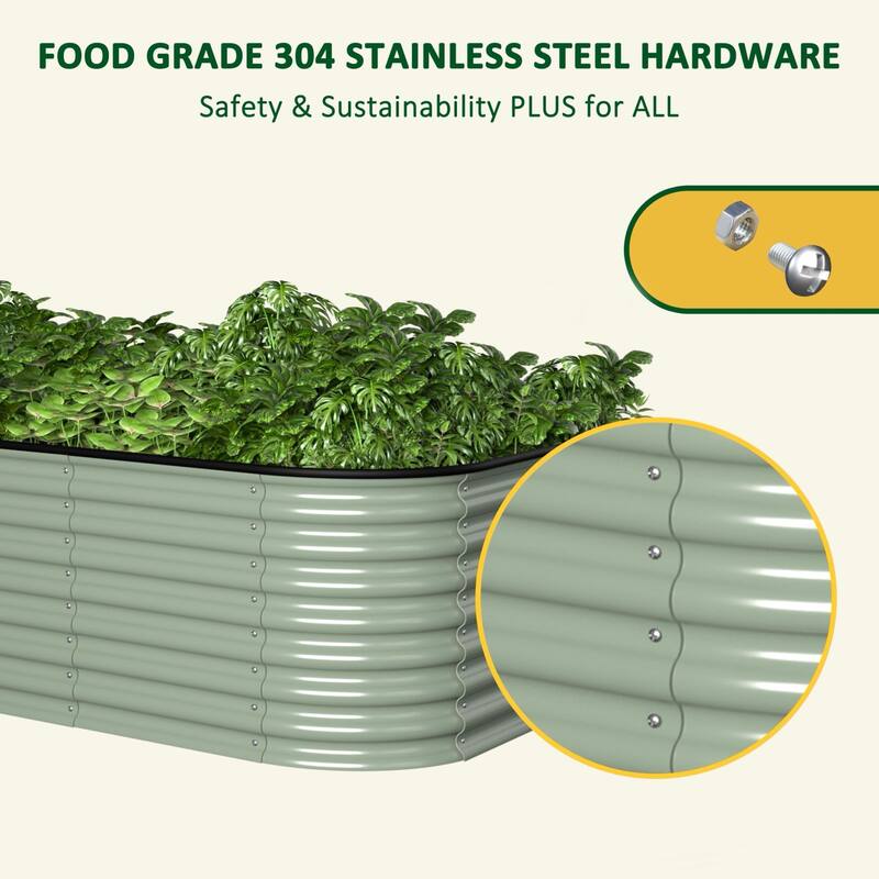 VEIKOUS 24''H Galvanized Raised Garden Bed, Durable Outdoor Planter Box with Rust-Resistant Steel