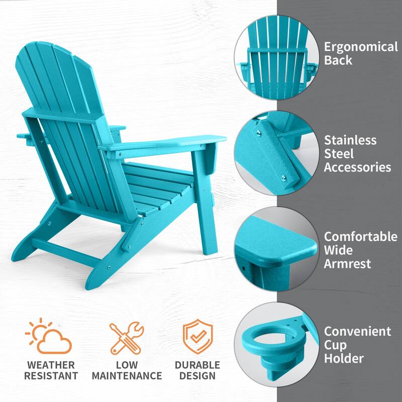 Vrakae Folding Adirondack Chair with Cup Holder Set of 4