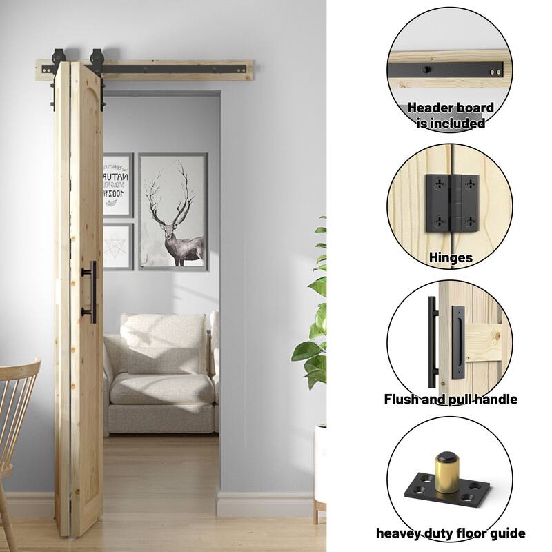 Coast Sequoia Arch Top 30in./36in./48in./60in./72in./96in. x 84in. Knotty Pine Wood Unfinished Bi-Fold Door With Hardware Kit