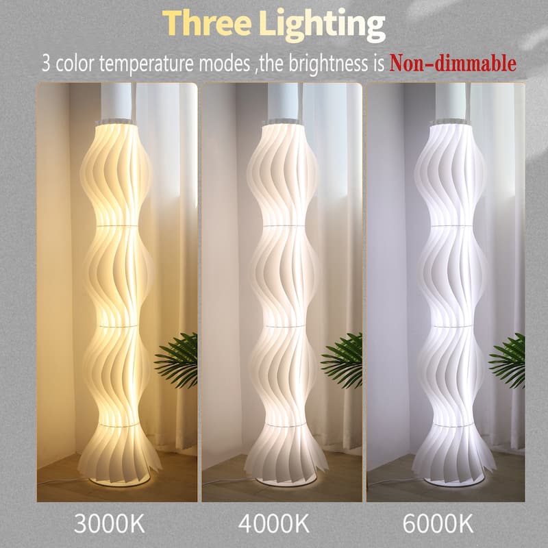 Tall Modern Floor Lamp Decorative Wavy Handmade Acrylic Lampshade Lighting White