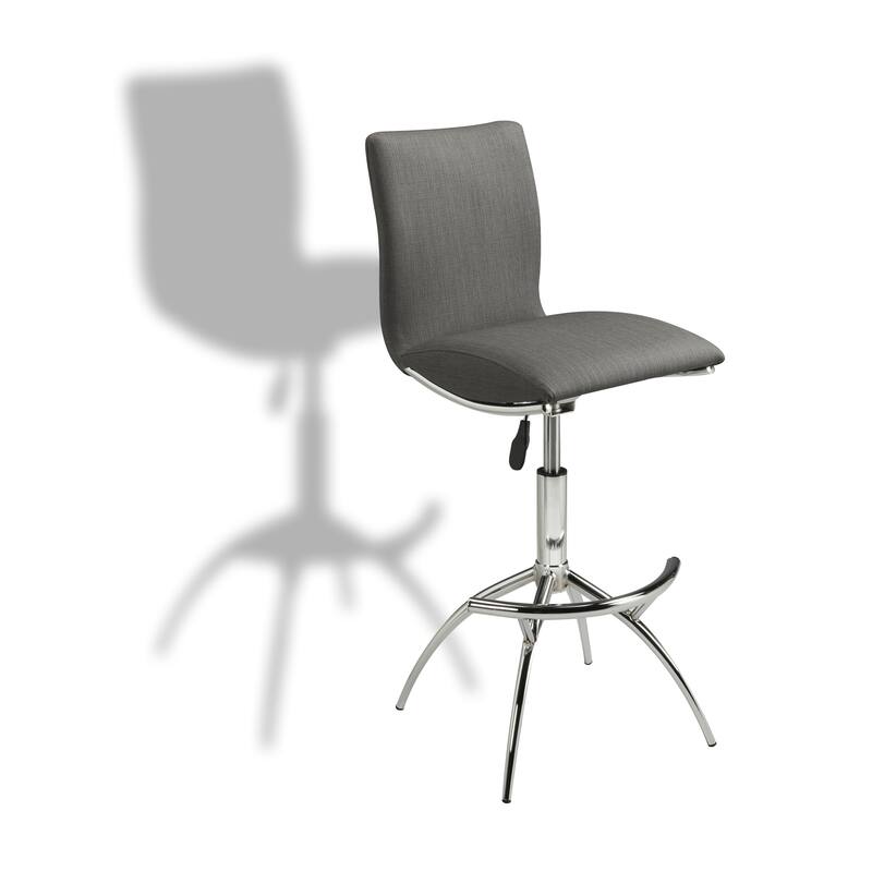 Modern Barstool Leatherette/Chrome Adjustable Height In Black Color