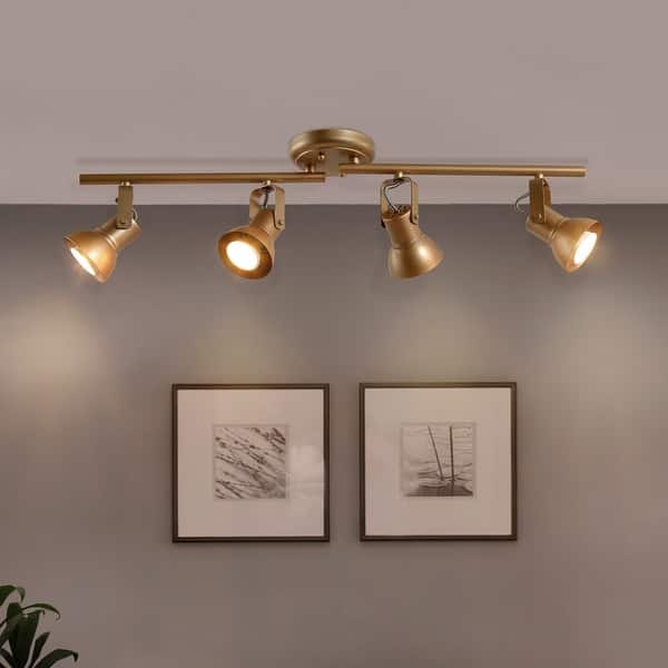 slide 2 of 13, Rella Modern Farmhouse Split Rail 4-Light Adjustable Linear Ceiling Track Lighting Kit Flush Mount Ceiling Light