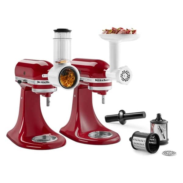 KitchenAid Food Grinder + Fresh Prep Slicer/Shredder Attachment Bundle, KSM2VSGA