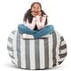 preview thumbnail 1 of 6, Creative QT 33" Large Beanbag - Stuff n Sit, Gray & White Stripe