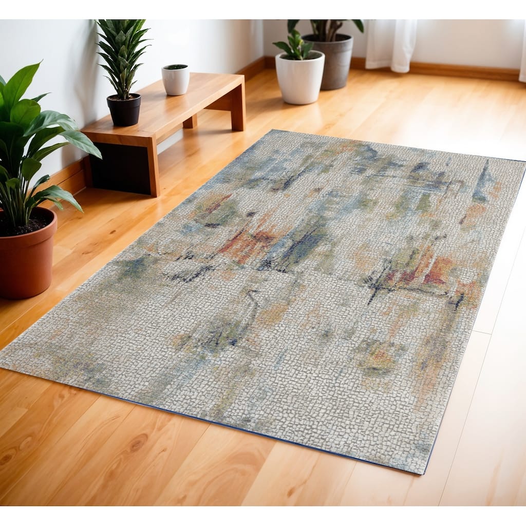 Hetug Power Loomed Distressed Abstract Modern Non Skid Area Rug By HomeRoots - 72' X '48' X '0.5