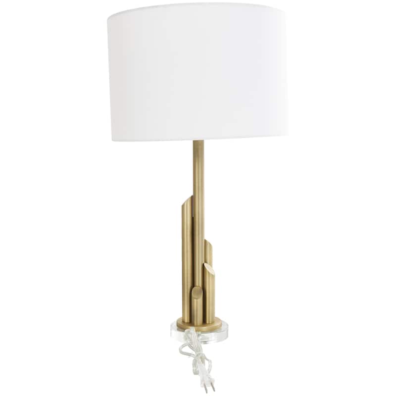 Metal Abstract Tiered Pillar Room Accent Lamp with Glass Base - Gold - Roche River Decor