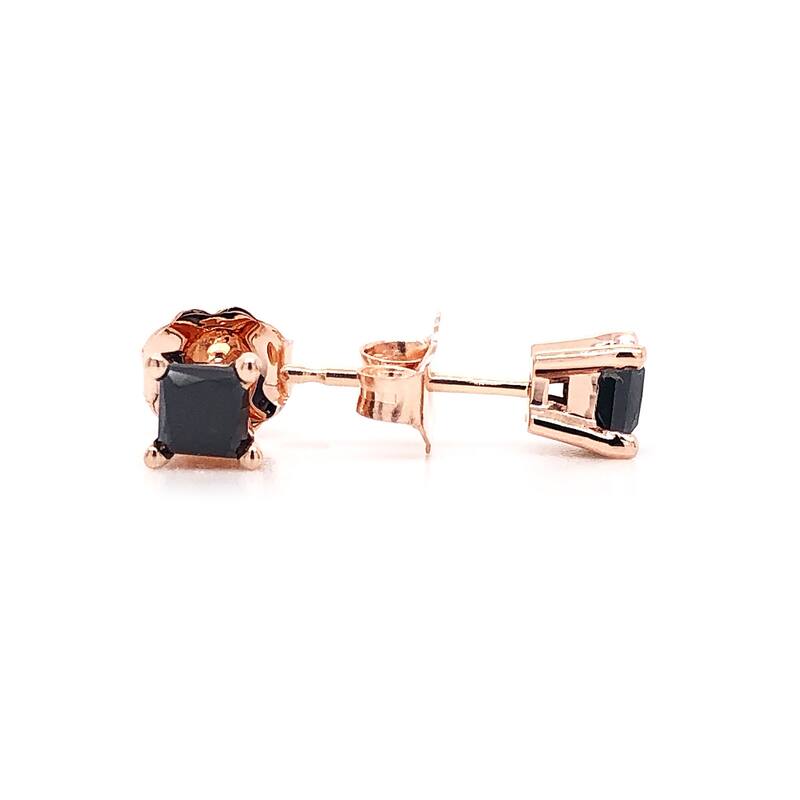 Auriya 14k Gold 1/2ctw Princess-cut Black Diamond Stud Earrings
