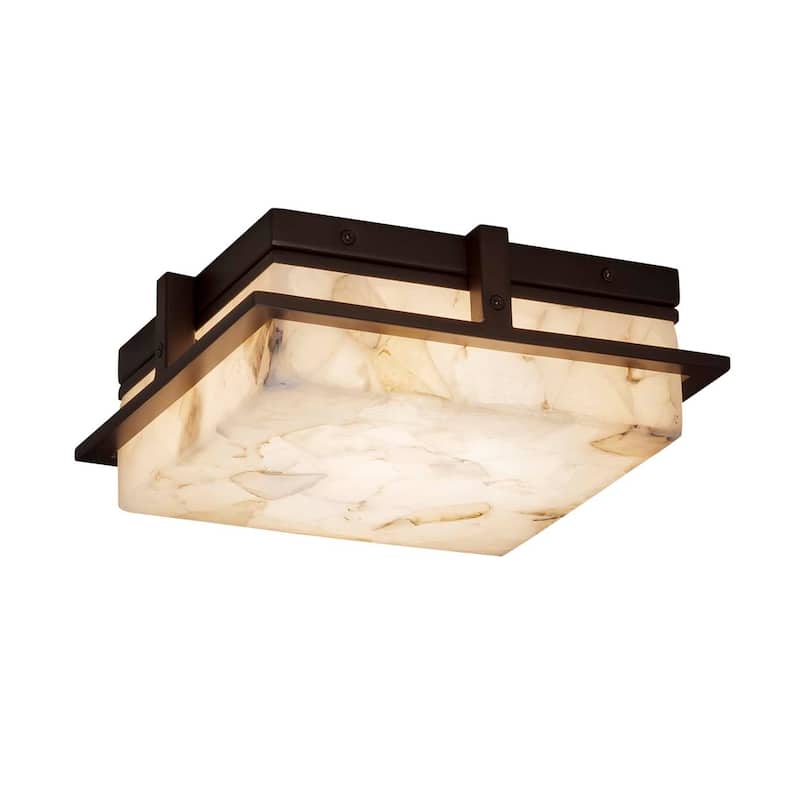 Justice Design Alabaster Rocks! Avalon Dark Bronze 10-inch Small LED Flush Mount, Alabaster Rocks Shade
