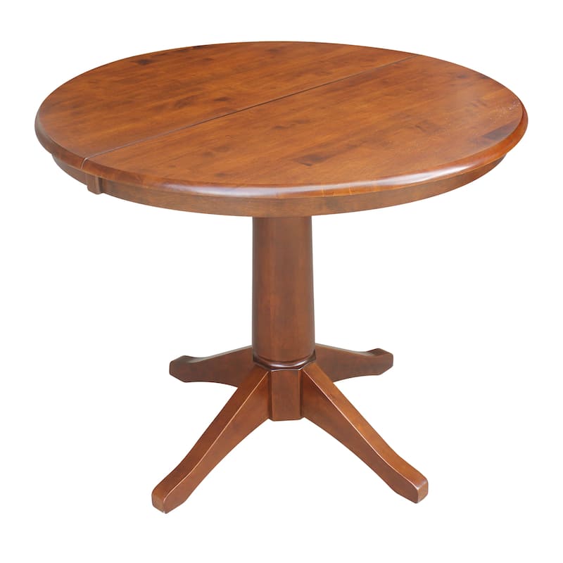 36" Round Top Pedestal Table w/12" Leaf - 30.1"H - Espresso