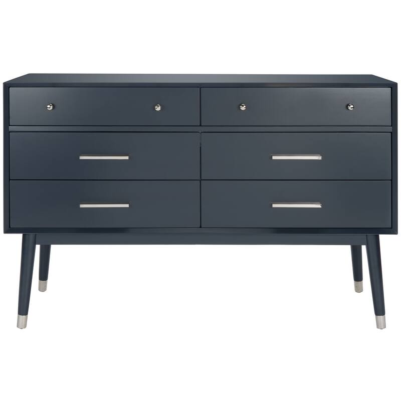 SAFAVIEH Couture Zack 6-Drawer Wood Dresser - Navy/Silver