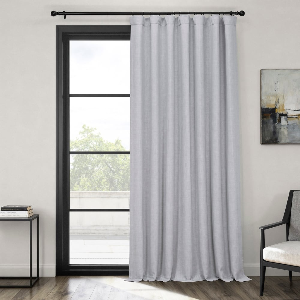 Exclusive Fabrics Textured Faux Linen Extra Wide Room Darkening Curtains for Bedroom & Living Room Curtains (1 Panel)