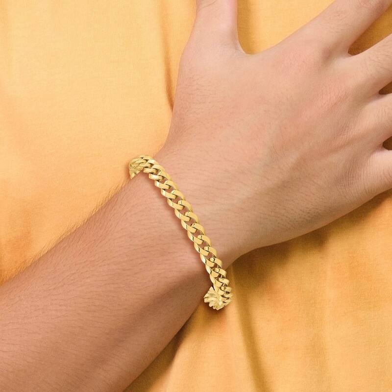 Curata 14k Yellow Gold Polished 7.0mm Beveled Curb Bracelet 8 Inch
