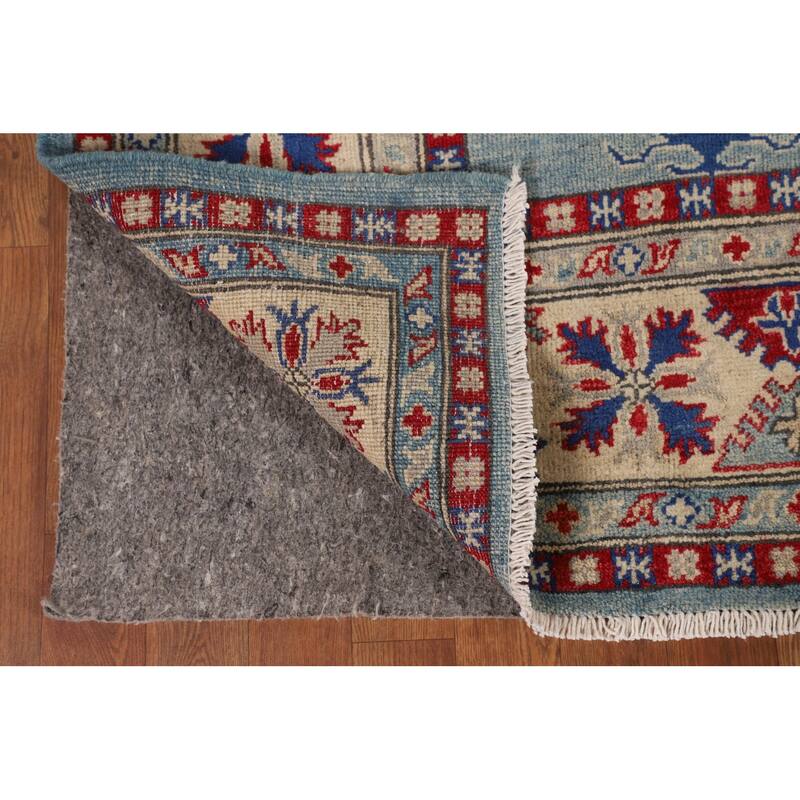Light Blue Kazak Oriental Area Rug Hand-Knotted Wool Carpet - 5'9" x 8'1"