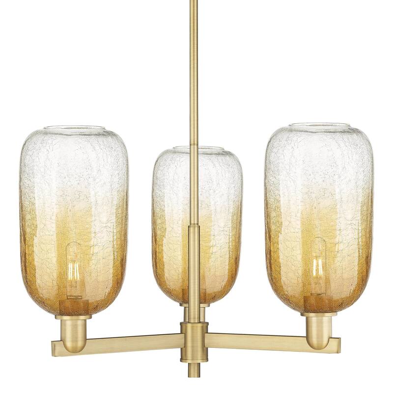 Innovations Lighting 716-3CR-17-18 Brookhaven Cloche Chandelier - Brushed Brass / Amber