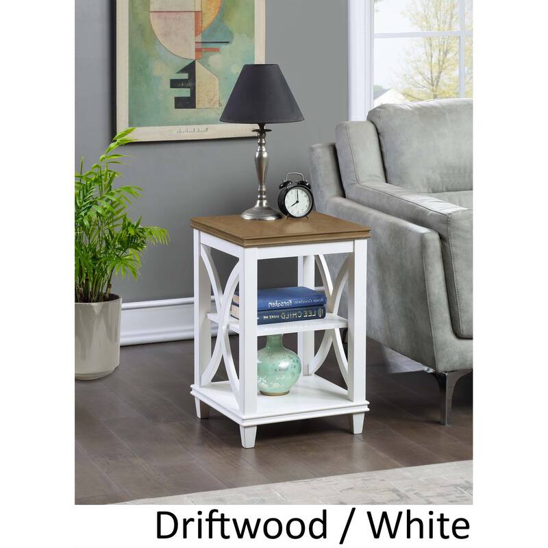 Convenience Concepts Florence End Table with Shelves - Driftwood/White