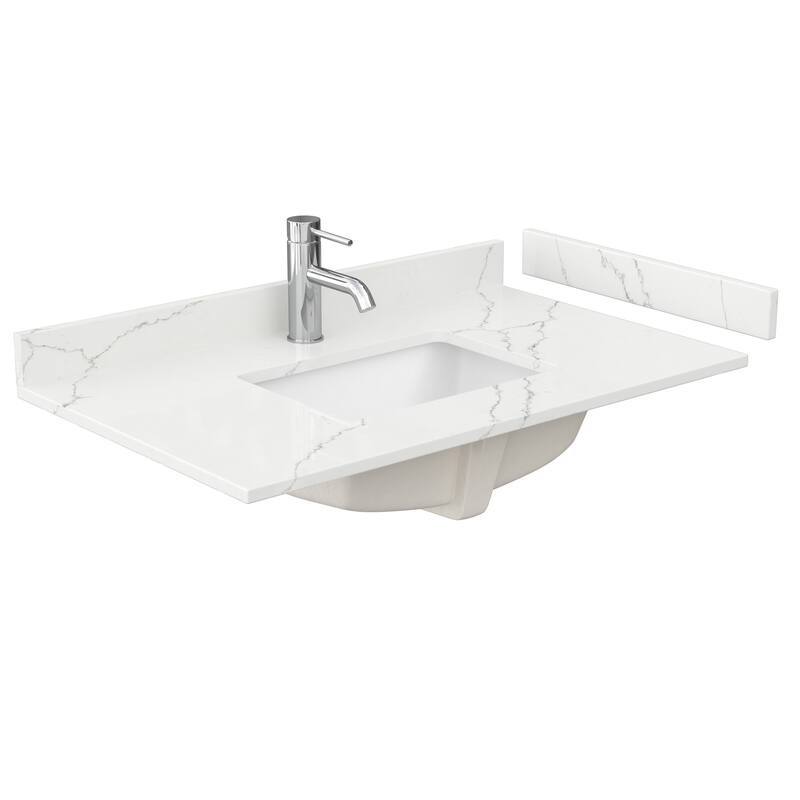 Deborah 36-inch Single Vanity, Quartz Top, 24-inch Mirror