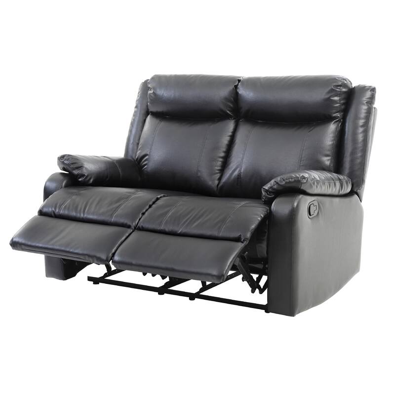 Faux leather 2-Seater Reclining Sofa - 55" - Black