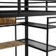preview thumbnail 8 of 8, Teens Full Size Loft Bed with Built-in Desk and Wardrobe, Black Metal Loft Bed Frame with Storage Shelves & Drawers for Kids