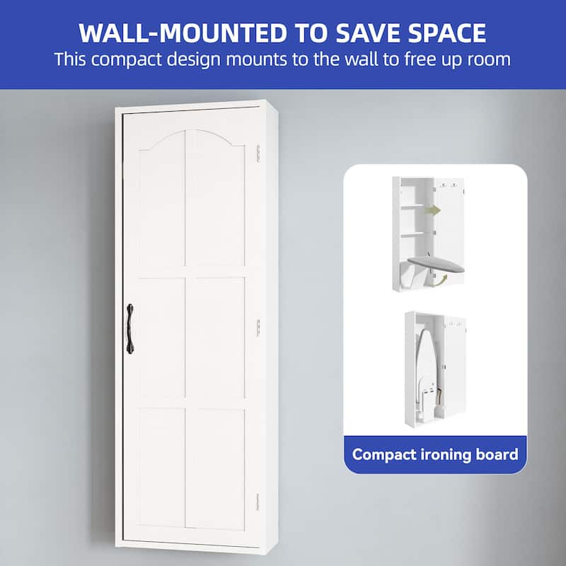 Moasis 47.2 Inch Wall Recessed Ironing Board Cabinet with 4 Storage Shelves