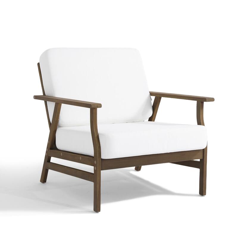Jamie 2 Set 31" W Outdoor Acacia Wood Club Chairs with Cushions
