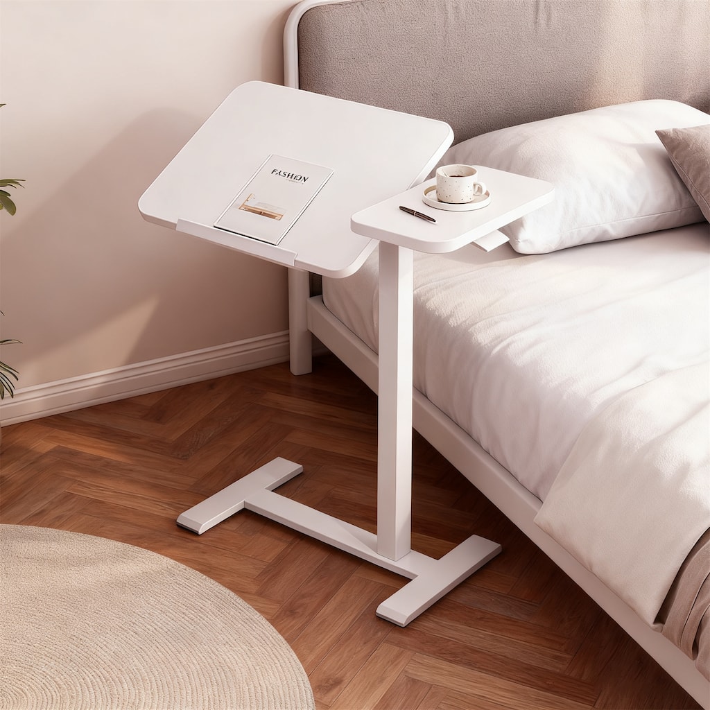 Height-Adjustable Overbed Table with Wheels