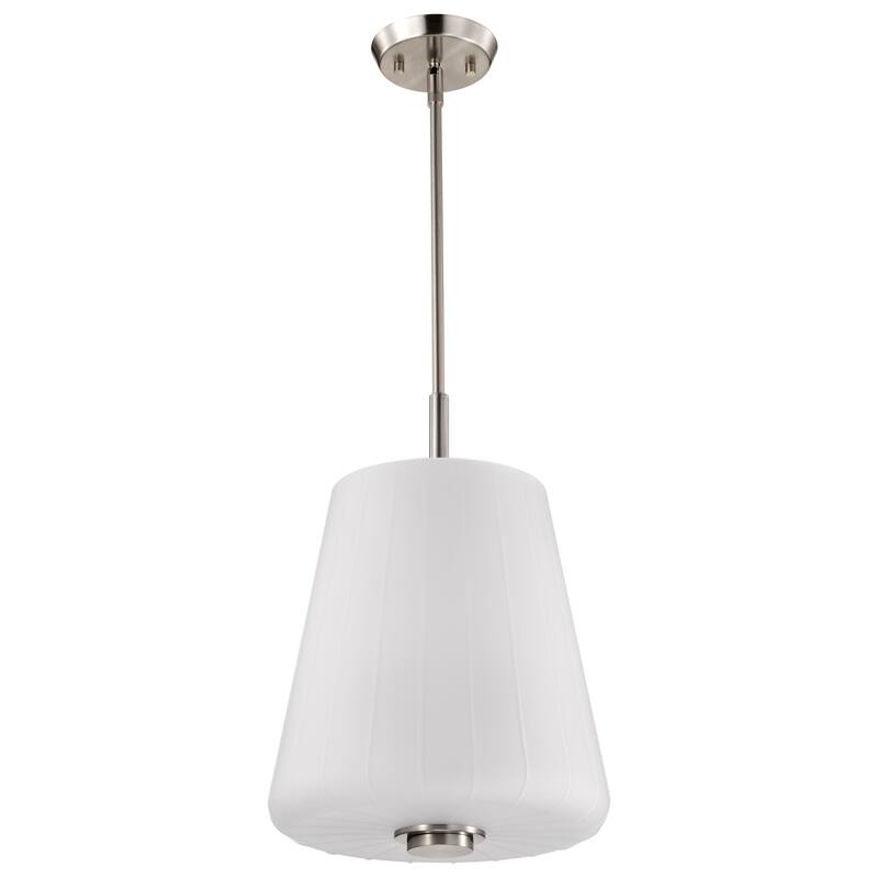 Lune 3 Light Pendant Brushed Nickel Finish Etched White Glass - Brushed Nickel