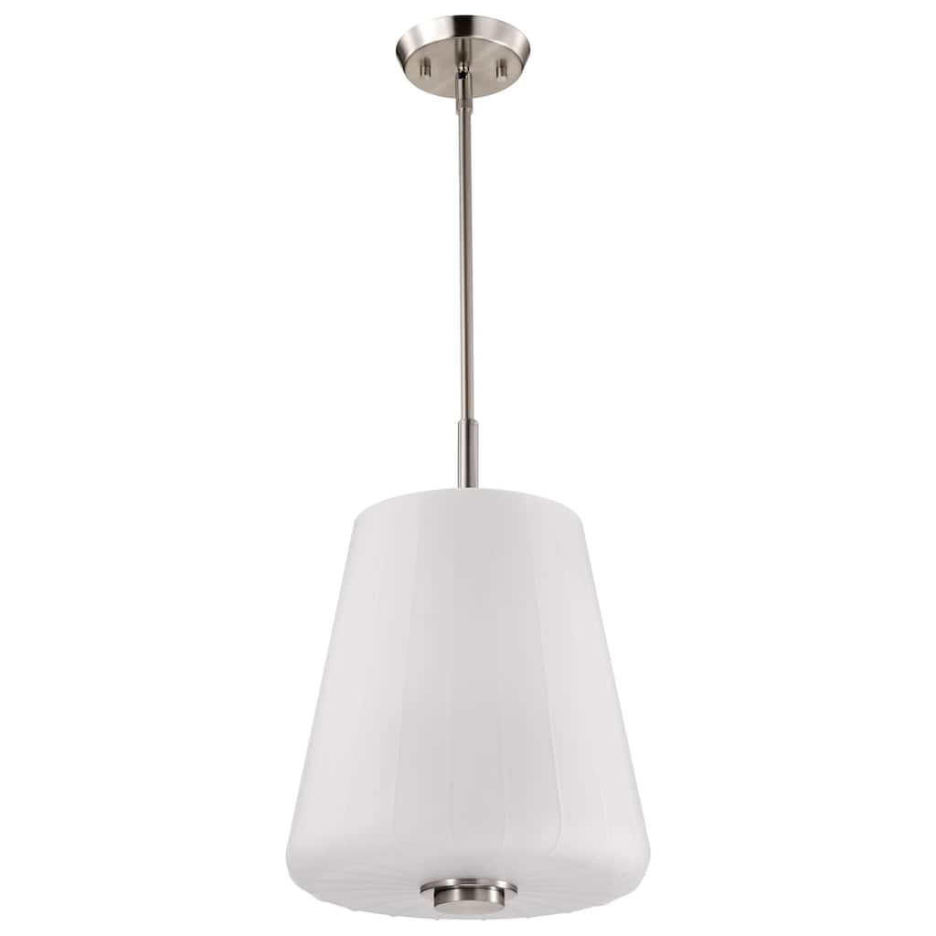 Lune 3 Light Pendant Brushed Nickel Finish Etched White Glass - Brushed Nickel