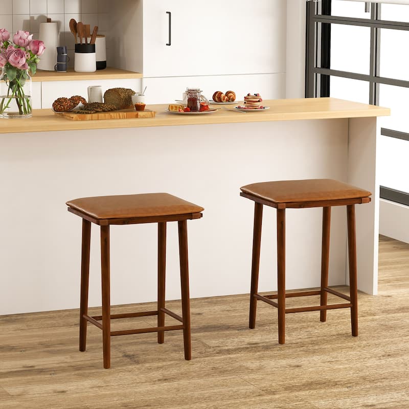 Gymax 25.5'' Barstool Set of 2 Counter Height Dining Stools w/