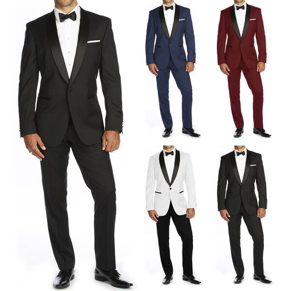 slide 1 of 6, Braveman Men's Shawl Lapel Runway Tuxedo