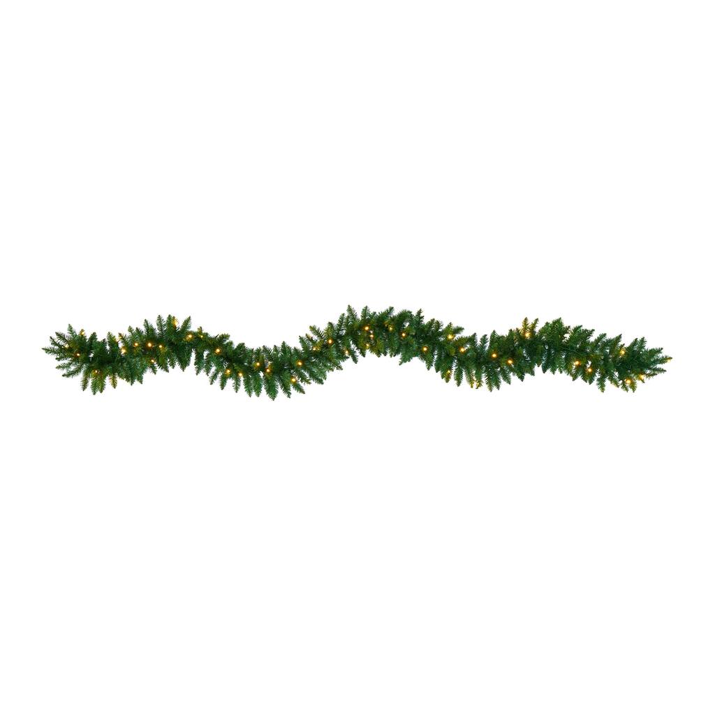9’ x 10" Pre-Lit Winter Artificial Christmas Garland - Warm White LED Lights
