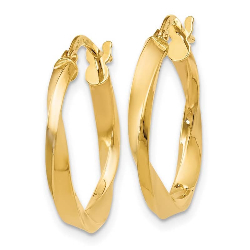 Curata 14k Yellow Gold 21x2.5mm Oval Polished Twisted Wave Hoop Earrings
