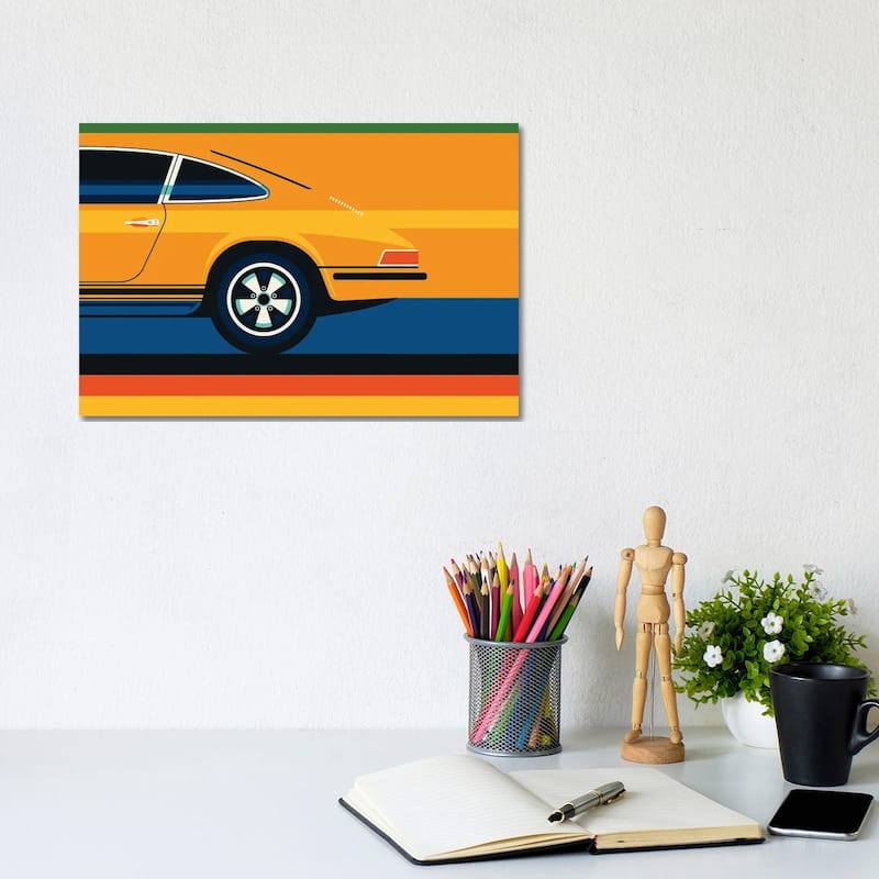iCanvas "Orange Vintage Sports Car Side Back" by Bo Lundberg Canvas Print - 8x12x0.75