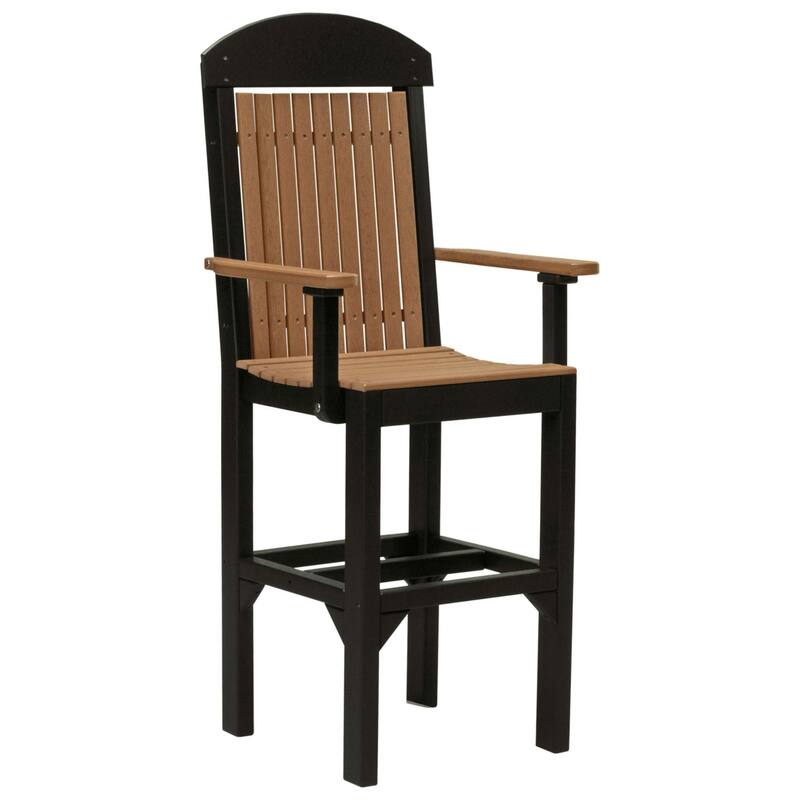 Set of 4 Poly Lumber Classic Dining Chairs - Arm Chair - Antique Mahogany Woodgrain & Black - Extra Tall