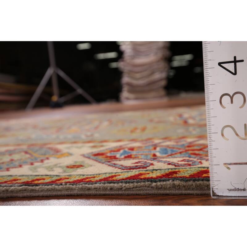 Kazak Oriental Accent Rug Hand-Knotted Beige Geometric Wool Carpet - 3'6" x 4'9"